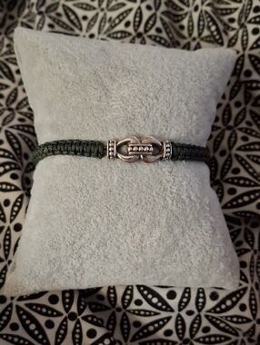 LAGOS Olive Green Braided Bracelet with Silver Clasp